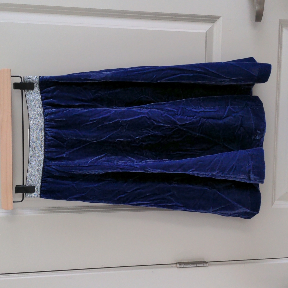 Anthropologie maeve blue silver velvet skirt 0